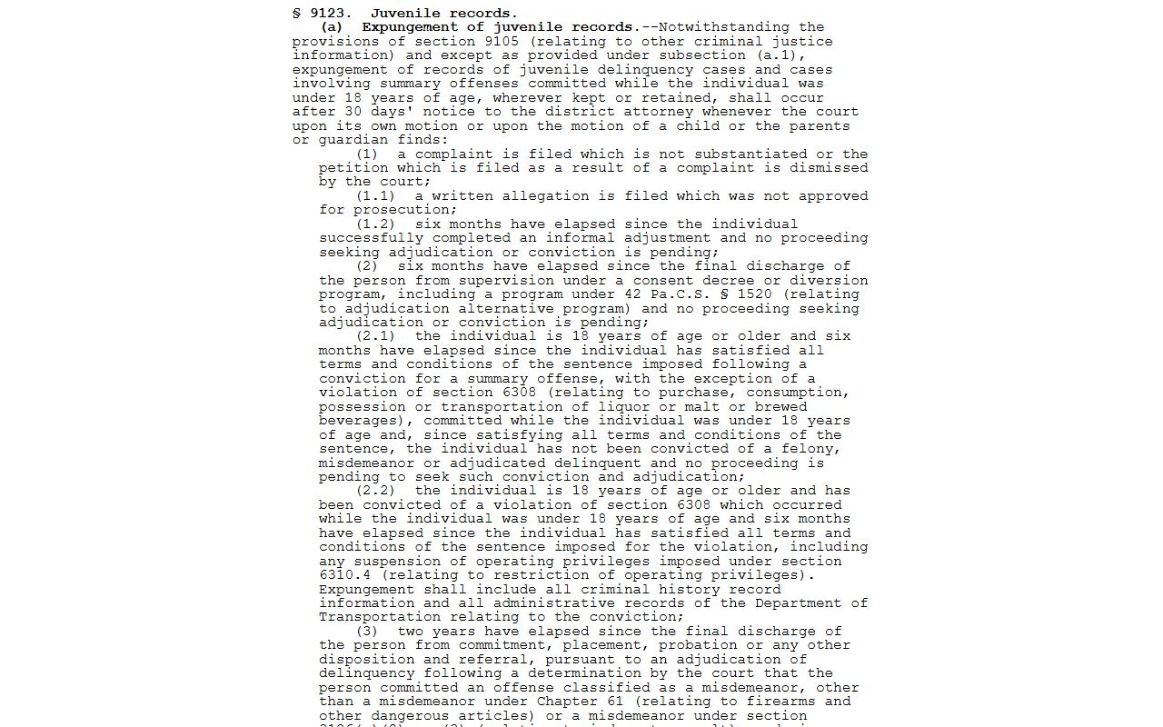 Jefferson County arrest records juvenile expungement statute source page