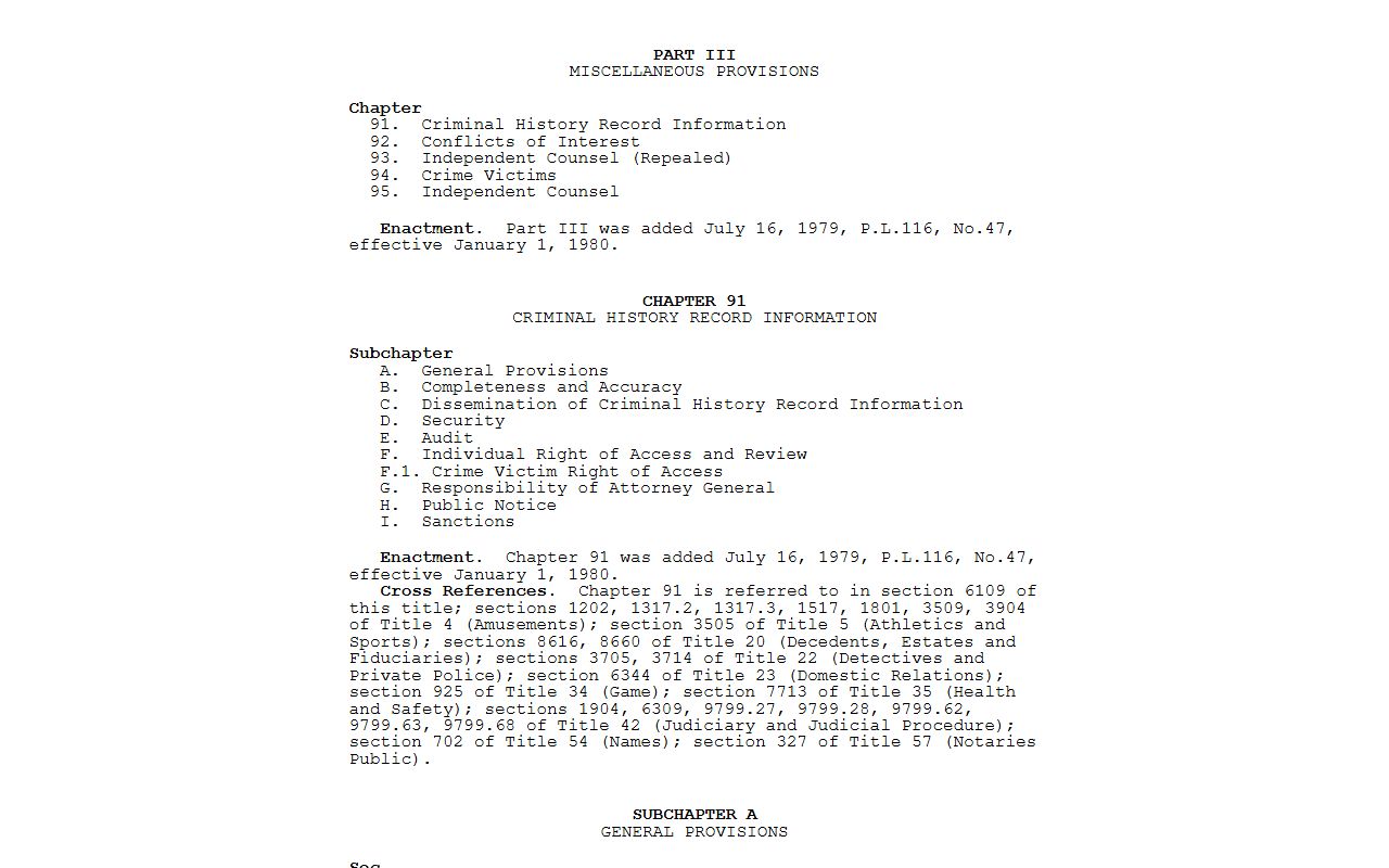 Jefferson County arrest records Criminal History Record Information Act source page