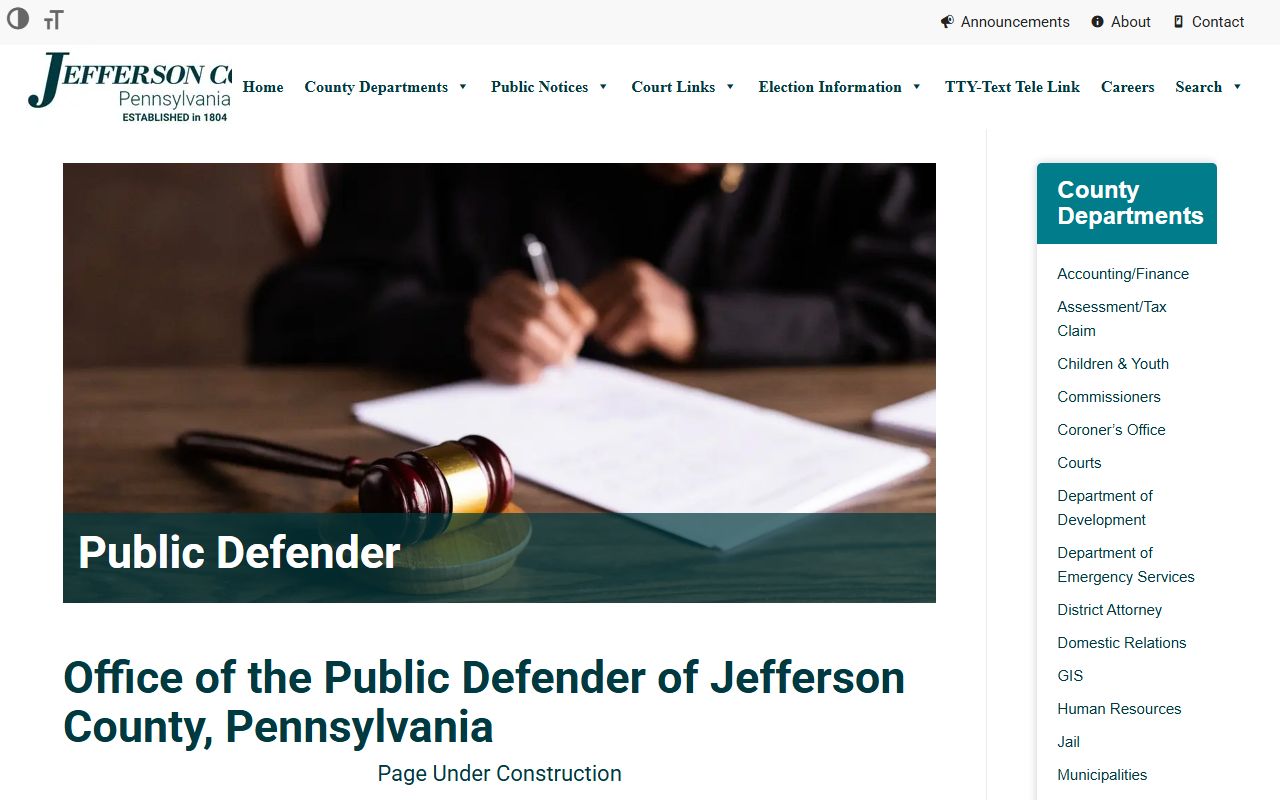 Jefferson County criminal court records Public Defender page