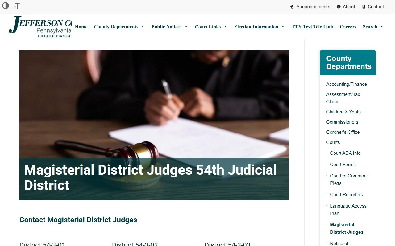 Jefferson County Court of Common Pleas Magisterial District Court records