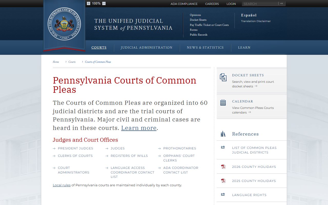 Jefferson County Court records Common Pleas overview