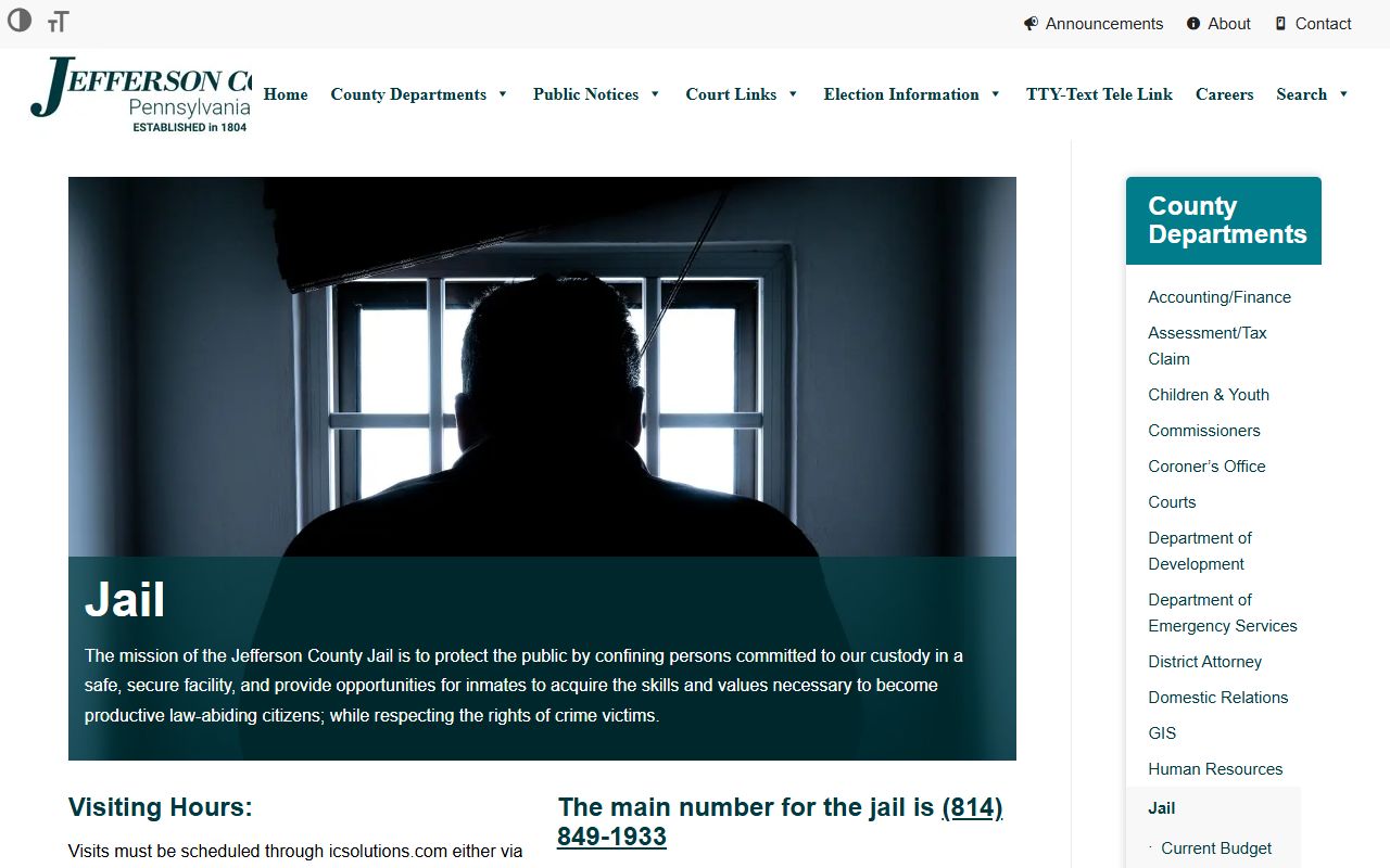 Jefferson County inmate records jail official information page