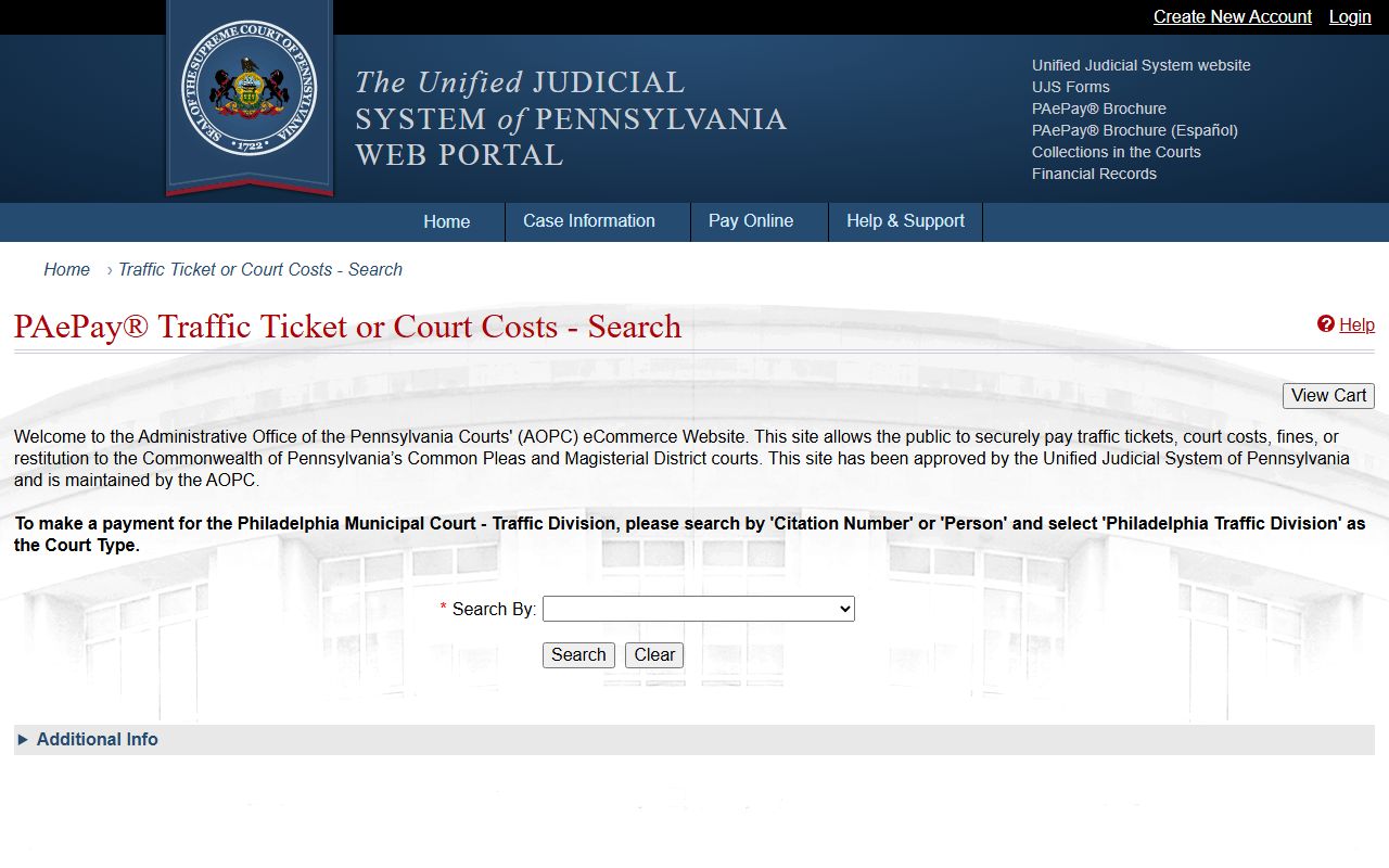 Jefferson County traffic court records PAePay payment search