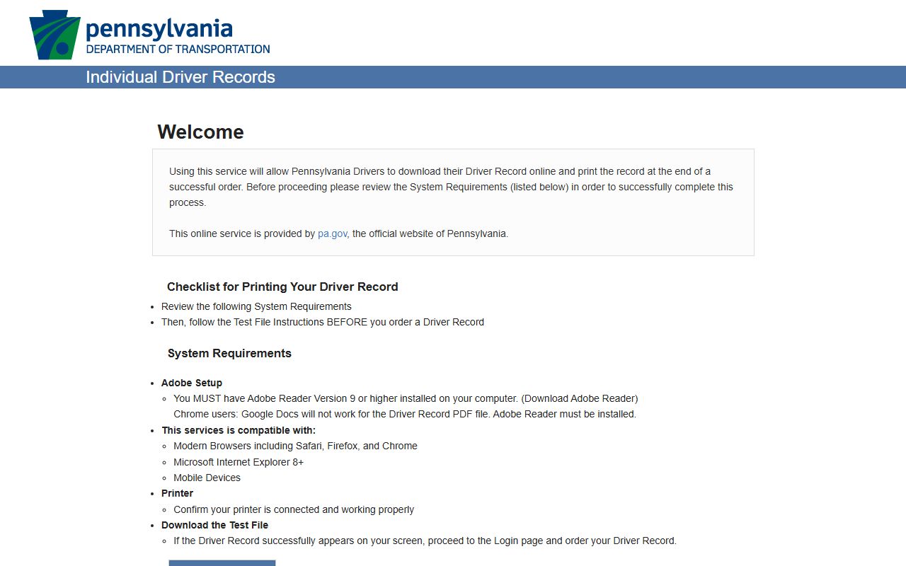 Jefferson County traffic court records PennDOT driver record portal