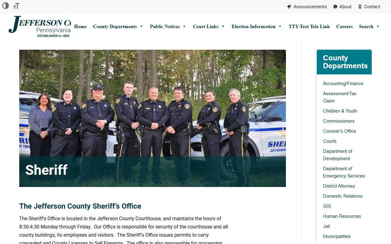 Jefferson County warrant records Sheriff responsibility information